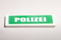 LEGO part Tile 1 x 4 with White 'POLIZEI' on Green Background Pattern (Adesivo) - Sets 7237 / 7245-1 2431pb0012
