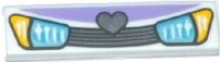 LEGO part Tile 1 x 4 with Blue Headlights and Grille with Heart Pattern 2431pb0369
