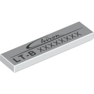 LEGO part Tile 1 x 4 with 'Chiron LT-B' and Variable Code Pattern 2431pb0521