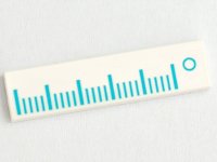 LEGO part Tile 1 x 4 with Medium Azure Ruler / Measuring Tape Pattern 2431pb0857
