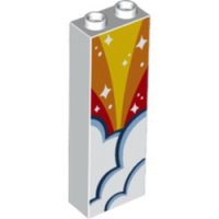 LEGO part Mattone 1 x 2 x 5 con Red, Orange and Yellow Sky, Clouds and White Stars Pattern 2454pb144