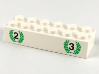 LEGO part Mattone 2 x 6 con Numeri 2 e 3 in Motivo Allori Verde 2456px1