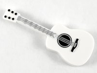 LEGO part Minifigure, Utensile Strumento Musicale, Chitarra Acustica con Corde Argento e Bottoni Accordatura Neri Motivo 25975pb02