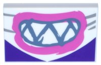 LEGO part Piastrella 2 x 3 con Motivo Disegno di Bocca con Denti Affilati e Labbra Rosa Scuro su Bandana, Angoli Viola Scuro (Volto Inferiore Nabbit Super Mario) 26603pb287