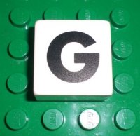 LEGO part Duplo, Piastrella 2 x 2 x 1 con Motivo Lettera Maiuscola G Nera 2756pb314