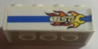 LEGO part Mattone 2 x 4 con Blue Line and Flaming Wrench 'BSC' Pattern Model Right Side (Adesivo) - Set 8681 3001pb102R