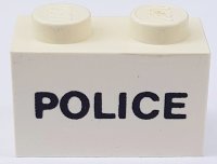 LEGO part Mattone 1 x 2 con Pattern 'POLICE' Nero 3004pb003