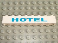 LEGO part Mattone 1 x 8 con Motivo 'HOTEL' Blu 3008pb009