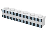 LEGO part Mattone 1 x 6 con Motivo Quadrati Traghetto Blu Chiaro e Nero in 2 Righe 3009p24