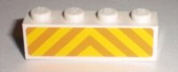 LEGO part Mattone 1 x 4 con Motivo Strisce Pericolo Arancione e Giallo (Adesivo) - Set 7733 3010pb105