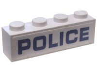 LEGO part Mattone 1 x 4 con motivo 'POLICE' Blu su Sfondo Bianco, Lunghezza Intera del Mattone - (Adesivo) - Set 60176 3010pb263