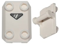 LEGO part Piastra, Modificata 2 x 3 Invertita con 4 Bottoni e Maniglia a Barra Inferiore (Piastra Basculante) con Motivo Triangolo Grigio Bluastro Scuro (Scudo Sommossa SW) 30166pb01