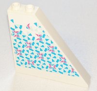 LEGO part Slope 55 6 x 1 x 5 without Bottom Stud Holders with Dark Pink, Light Aqua and Medium Azure Mosaic Tiles Pattern Model Right Side (Sticker) - Set 41347 30249pb08R