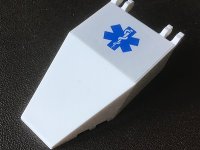 LEGO part Parabrezza 7 x 4 x 1 2/3 con Doppio Dito di Chiusura, 9 Denti con Stella di Vita EMT Blu (Sticker) - Set 2064 30372pb11