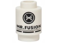 LEGO part Mattone, Tondo 1 x 1 con Motivo 'MR. FUSION' Nero 3062pb088