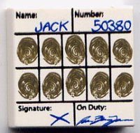 LEGO part Piastrella 2 x 2 with Fingerprints File Jack Pattern 3068pb0061