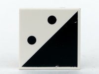 LEGO part Tile 2 x 2 with 2 Black Dots and Triangle Pattern 3068pb0193