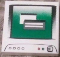 LEGO part Piastrella 2 x 2 con Modello Monitor Computer con Interruttore Accensione Cerchio Grigio Blu Scuro 3068pb0381