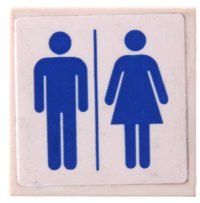LEGO part Tile 2 x 2 with Blue Man and Woman Silhouettes (Unisex Restroom) Pattern (Sticker) - Set 60073 3068pb0909