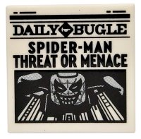 LEGO part Tile 2 x 2 with Newspaper 'DAILY BUGLE' and 'SPIDER-MAN THREAT OR MENACE' Pattern 3068pb1722