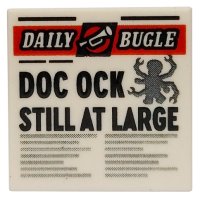 LEGO part Tile 2 x 2 with Newspaper 'DAILY BUGLE' and 'DOC OCK STILL AT LARGE' Pattern 3068pb1724