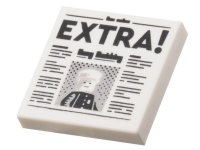 LEGO part Piastrella 2 x 2 con motivo Newspaper with Black 'EXTRA!' e Policeman Minifigure with Cap 3068pb2122