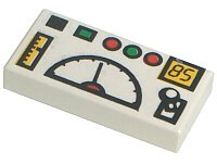 LEGO part Tile 1 x 2 with Gauges, Buttons and '85' Pattern 3069p52