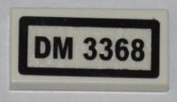 LEGO part Piastrella 1 x 2 with 'DM 3368' Pattern (Sticker) - Set 3368 3069pb0200