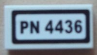 LEGO part Piastrella 1 x 2 with 'PN 4436' Pattern (Sticker) - Set 4436 3069pb0223