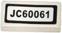 LEGO part Tile 1 x 2 with 'JC60061' Pattern (Sticker) - Set 60061 3069pb0305