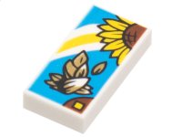 LEGO part Piastrella 1 x 2 con Motivo Girasole e Semi su Sfondo Azzurro Scuro 3069pb1020