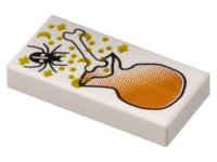 LEGO part Tile 1 x 2 with HP Spider, Bone, and Bag Pattern 3069px41