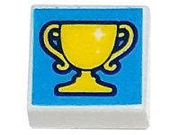 LEGO part Piastrella 1 x 1 con Motivo Trofeo Giallo su Sfondo Azzurro Scuro 3070pb245