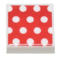 LEGO part Tile 1 x 1 with White Polka Dots on Red Background Pattern 3070pb255
