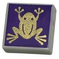 LEGO part Tile 1 x 1 with Gold Frog on Dark Purple Background Pattern (HP Chocolate Frog) 3070pb301