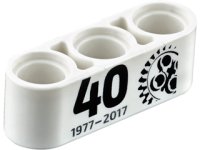 LEGO part Technic, Liftarm Spesso 1 x 3 con Motivo '40 1977 - 2017' Nero e Ingranaggio 24 Denti 32523pb11