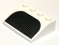 LEGO part Slope 33 3 x 4 with Black and Pearl Dark Gray Vertical Grille Pattern 3297pb051