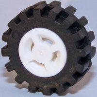LEGO part Wheel 8mm D. x 6mm with Slot with Black Tire 15mm D. x 6mm Offset Tread Small - Band Around Center of Tread (34337 / 87414) 34337c02