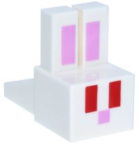 LEGO part Creature Head Pixelated with Long Ears with Bright Pink Auricles and Nose and Red Eyes Pattern (Minecraft Albino Rabbit) 35525pb06