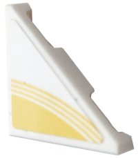 LEGO part Tile, Modified 2 x 2 Triangular with Yellow Curved Stripes Pattern Model Right Side (Sticker) - Set 76897 35787pb007R