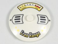LEGO part Dish 4 x 4 Inverted (Radar) with Solid Stud with Scrambled / Fried Gauge and 'Free Range' Pattern 3960pb044