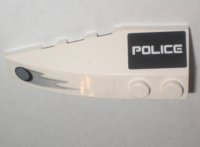 LEGO part Wedge 6 x 2 Right with 'POLICE' on Black Background and Hole with Flames Pattern (Stickers) - Set 5969 41747pb029