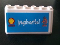 LEGO part Windscreen 2 x 6 x 2 with Shell and 'jeugdvoetbal' on Medium Blue Background Pattern (Sticker) - Set 880002-2 (in Combination with Sets 3308 / 3309) 4176pb27
