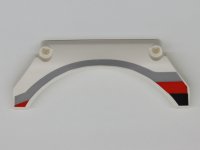 LEGO part Technic, Panel Car Mudguard Arched 13 x 2 x 5 Straight Top with Black, Red and Gray Stripes Pattern Model Front Right Side 42545pb001R