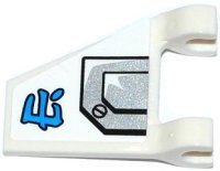 LEGO part Flag 2 x 2 Trapezoid with Silver Armor Plate, Blue Ninjago Logogram 'Ice' Pattern Model Left Side (Sticker) - Set 70737 44676pb028L