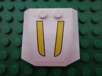 LEGO part Wedge 4 x 4 x 2/3 Triple Curved with Two Yellow Stripes Pattern (Sticker) - Set 3178 45677pb045