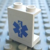 LEGO part Panel 1 x 2 x 2 - Hollow Studs with Blue EMT Star of Life Pattern (Sticker) - Set 7890 4864bpb033