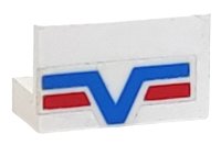 LEGO part Panel 1 x 2 x 1 with Blue -V- and two Red Lines Pattern (Sticker) - Set 6614 4865pb007