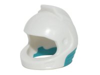 LEGO part Minifigure, Headgear Helmet Space, City Astronaut with Molded Dark Turquoise Neck Base Pattern 49663pb03