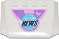 LEGO part Wedge 4 x 6 x 2/3 Triple Curved with Pink Butterfly and Globe with 'Heartlake NEWS' Pattern (Sticker) - Set 41056 52031pb067